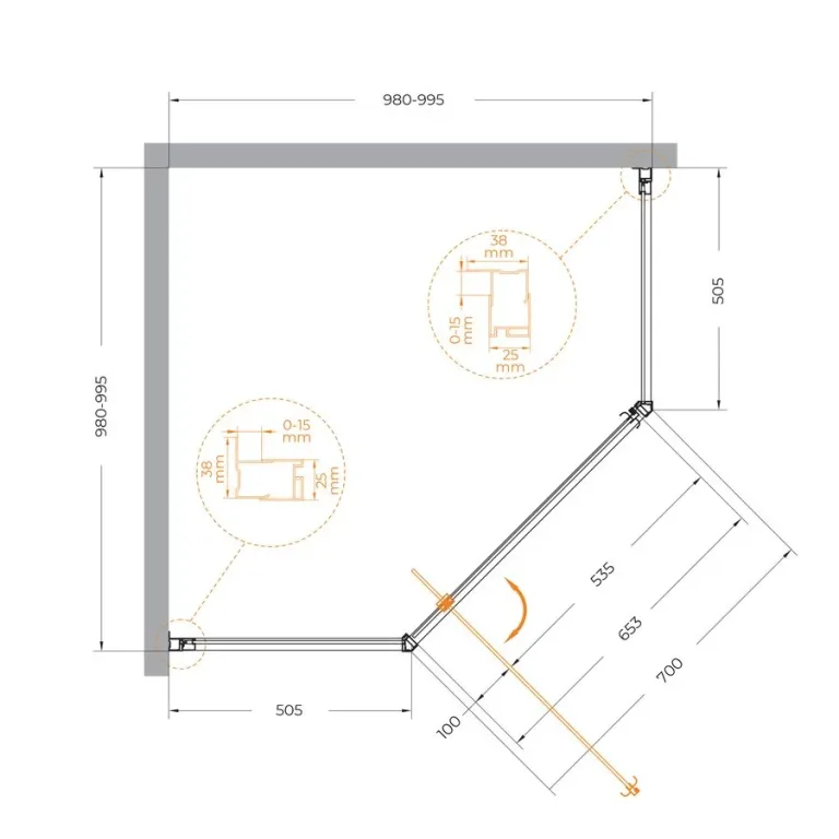 Душевой уголок Cezares Eco O-P-1 100×100