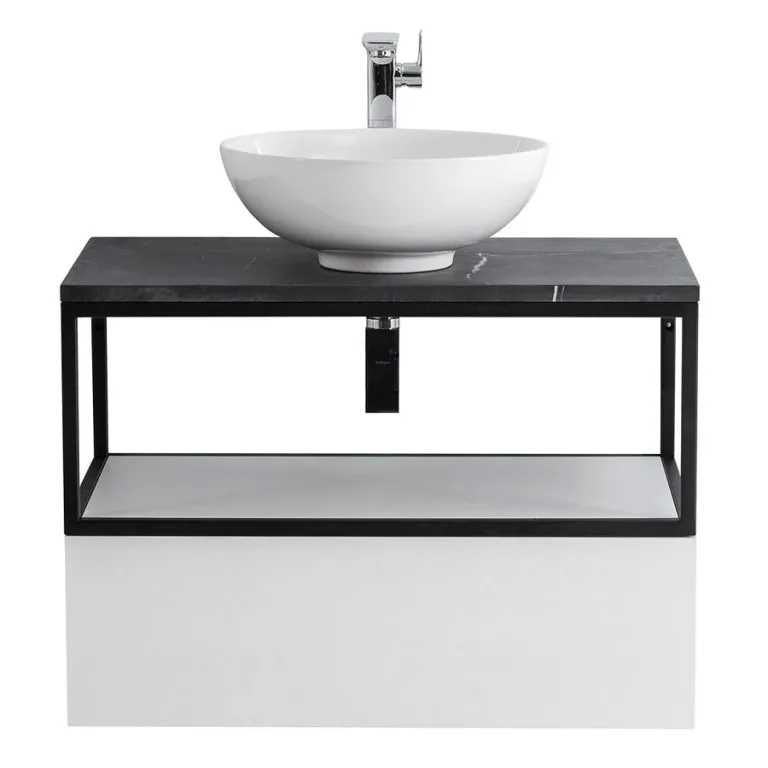 Консоль Cadro 80, подвесная, MENS-BIANCO (CADRO-80-MENS-BIANCO+CADRO-80/46/30-1C-SO-MET-ST+CADRO-80-HPL-NRM)